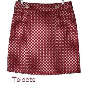 Talbots Bold Pink & Red Print Office‎ To Date Night Skirt NWOT Size 8P